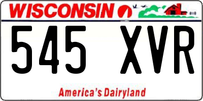 WI license plate 545XVR
