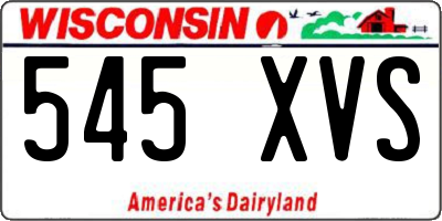WI license plate 545XVS