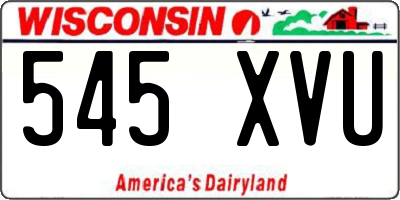 WI license plate 545XVU