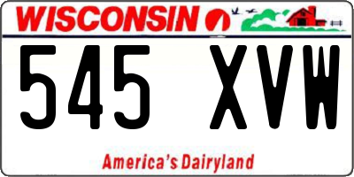 WI license plate 545XVW