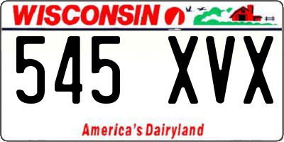 WI license plate 545XVX