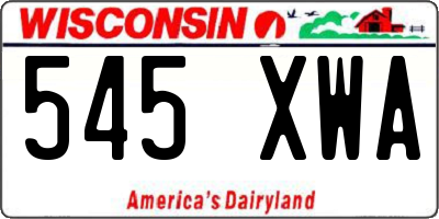 WI license plate 545XWA
