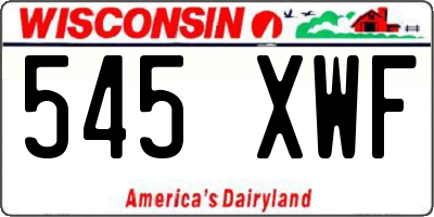 WI license plate 545XWF