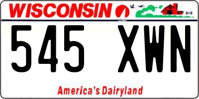 WI license plate 545XWN