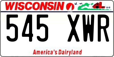 WI license plate 545XWR