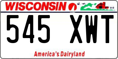 WI license plate 545XWT
