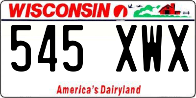WI license plate 545XWX