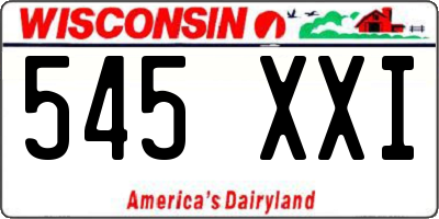 WI license plate 545XXI