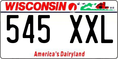 WI license plate 545XXL