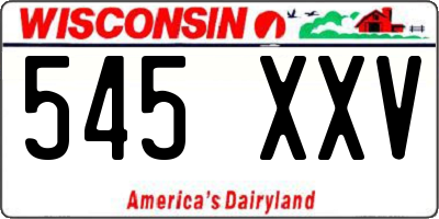 WI license plate 545XXV