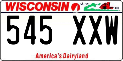 WI license plate 545XXW