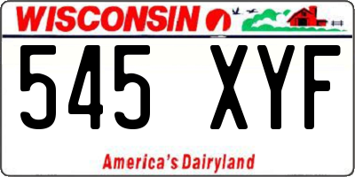 WI license plate 545XYF