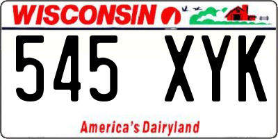 WI license plate 545XYK