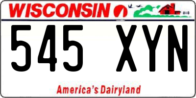 WI license plate 545XYN