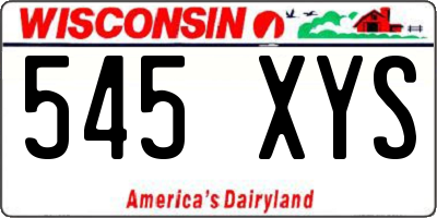 WI license plate 545XYS