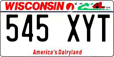 WI license plate 545XYT