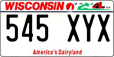 WI license plate 545XYX