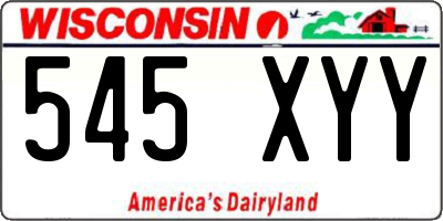 WI license plate 545XYY