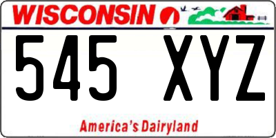 WI license plate 545XYZ