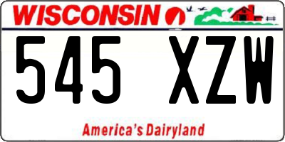 WI license plate 545XZW