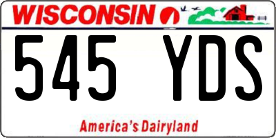 WI license plate 545YDS
