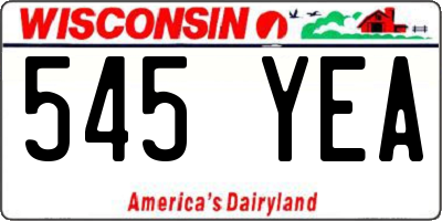 WI license plate 545YEA