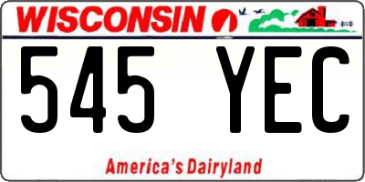 WI license plate 545YEC