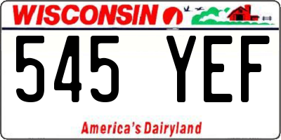 WI license plate 545YEF