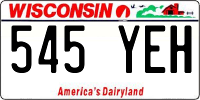 WI license plate 545YEH