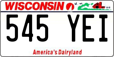 WI license plate 545YEI