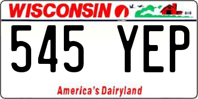 WI license plate 545YEP