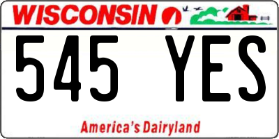 WI license plate 545YES