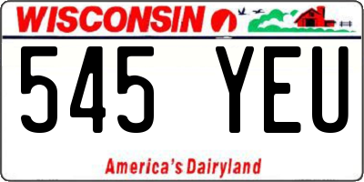 WI license plate 545YEU