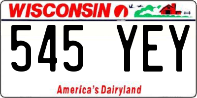 WI license plate 545YEY