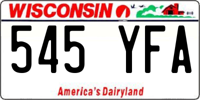WI license plate 545YFA