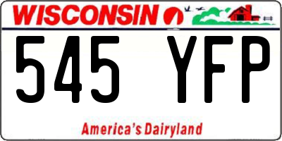 WI license plate 545YFP