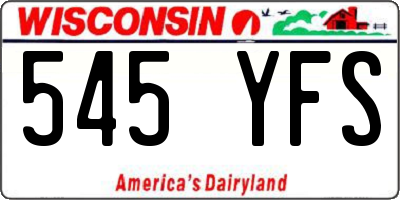 WI license plate 545YFS