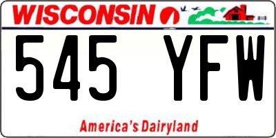 WI license plate 545YFW