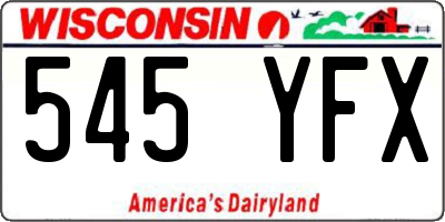 WI license plate 545YFX