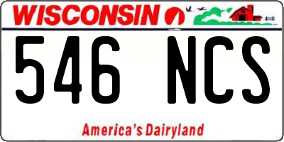 WI license plate 546NCS