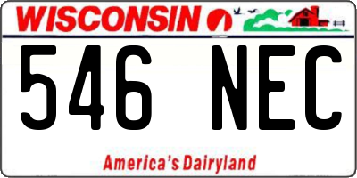 WI license plate 546NEC