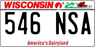 WI license plate 546NSA