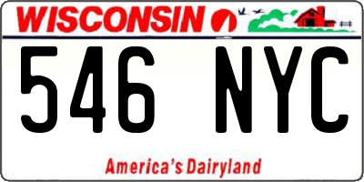 WI license plate 546NYC