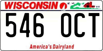 WI license plate 546OCT