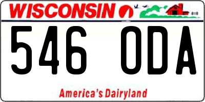WI license plate 546ODA