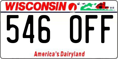 WI license plate 546OFF