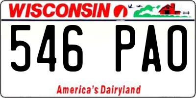 WI license plate 546PAO