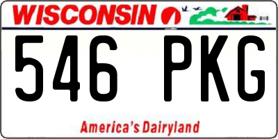 WI license plate 546PKG