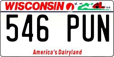 WI license plate 546PUN