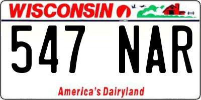 WI license plate 547NAR